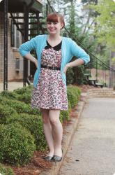 Pink Leopard Print Dress & a Blue Cardigan