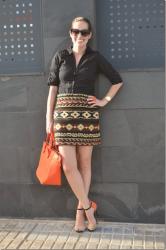 Jacquard Skirt and Orange