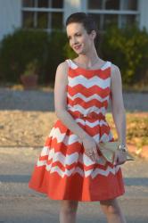 The Perfect Spring Dress: Orange and White Chevron with W