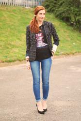 My Go-To Uniform Part 3 | Rock Tee & Polka Dot Blazer