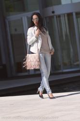 WHITE MUUBAA BIKER JACKET & MELTIN' POT BLEACHED JEANS 