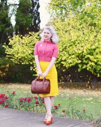 pencil skirts, vintage cardigans, victory rolls and real autumn