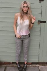 dip dye top & hounds tooth trousers