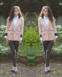 Double Breasted Blazer / Scalloped Collar Shirt / Pointed Shoes