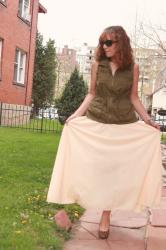 Thursday Mixer--Peach Shear Maxi Dress