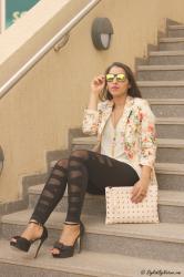 Floral Blazer and Mirror Sunglasses 