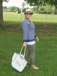 Perfect Picnic Attire: Army Green and Stripes