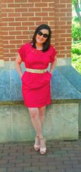 Pink Dress and Neutral Wedges