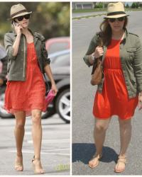Hollywood to Housewife: Fedora's and Orange Dresses