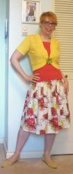 The Lost Outfit: Splatter Skirt with Yellow and Red (and Green Daisies)