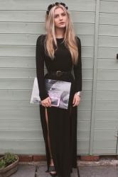 DIY clear clutch & black maxi