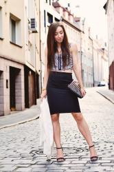 midi skirt and crop top