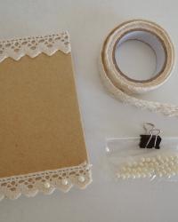 D.I.Y.: diary with lace and pearls