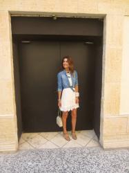 lace dress and denim 