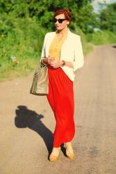 Ways To Wear A White Blazer | With A Bright Maxi