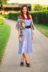 Classic Summer Florals & Stripes | Kimono & Midi Dress