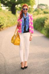 Ways To Wear Neon | Pink Neon Stripes With White Skinnies