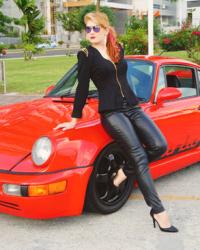 {Outfit}: Leather and a Porsche 911 turbo