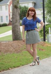 Blue Lace, Houndstooth Mini Skirt, & Neon Nails