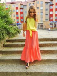 Coral maxi skirt.