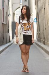 Tête de tigre et Short en cuir