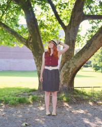 Braided Skirt and Straw Hat