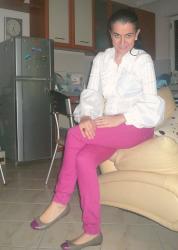 Hot Pink Jeans and White Shirt. 