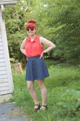 Polka Dot Denim, Aviators, & an Orange Top