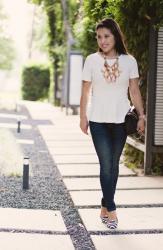 Peplum, Stripes, & a Statement Necklace