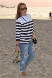 STRIPES & TRASHED JEANS