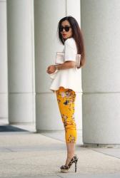 Big Hair Crush: Peplum Top, Floral Pants with Leopard Pumps