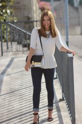 Top, jeans and statement necklace