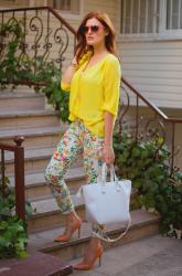 YELLOW BLOUSE AND FLOWER PANTS