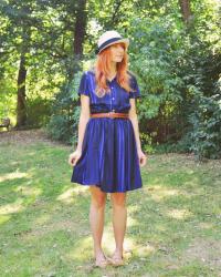 Blue Shirtdress in the Park