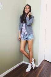 Jeans Shorts + Wool Blazer 