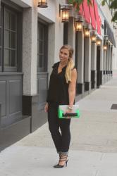 Studded Pumps & A Lime Green Clutch