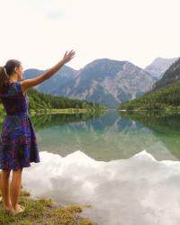 Plansee,Tyrol, Austria and a purple dress