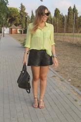 Black leather and lime