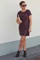 BURGUNDY LEATHER DRESS