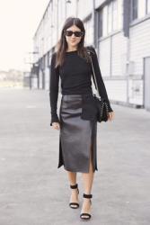 Trend alert: leather midi skirt
