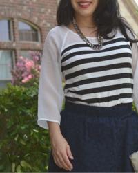 Work Style: Navy and black stripes
