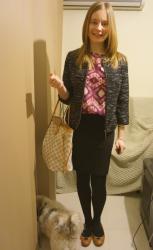 Travelling for Work: Print Top, Pencil Skirt | Working From Home: Jeans and a Tee, RM MAM