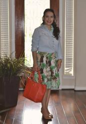 Work Style: Chambray and print skirt