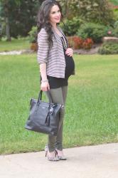 Maternity Office Style with L: Cargo Skinnies + Striped Blazer 