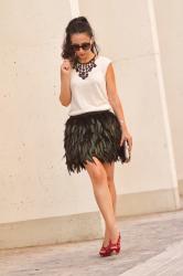 PARTY OUTFIT: FEATHER SKIRT and AMAZING PEEP TOES