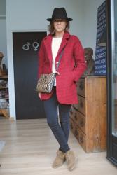 Manteau boyfriend rouge