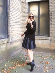 Pleated Leather Skirt