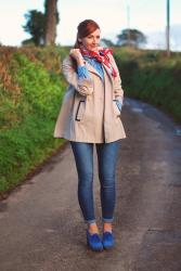 Double Denim, Another Trench Coat & A Vintage Scarf