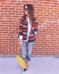 Marc by Marc Jacobs Red & Navy Striped Jacket & J.Crew Eddie