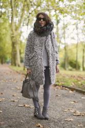 fluffy grey coat